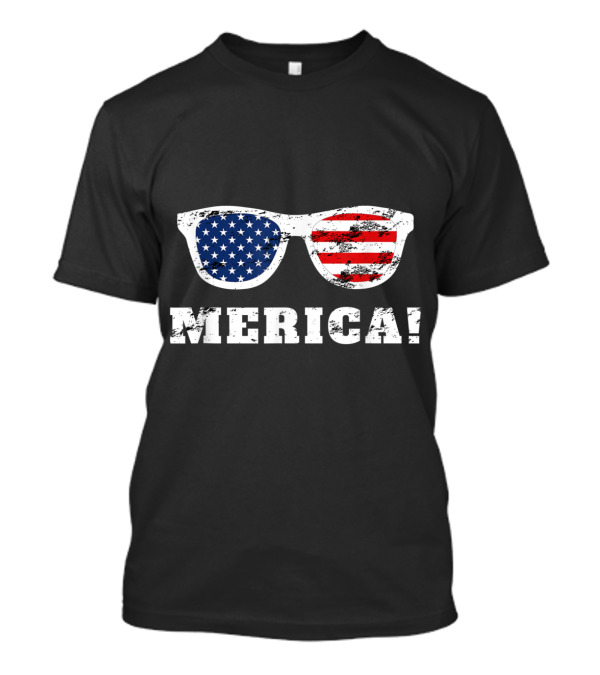 Merica American Flag Sunglasses 4th July Funny Independence Day T-Shirt