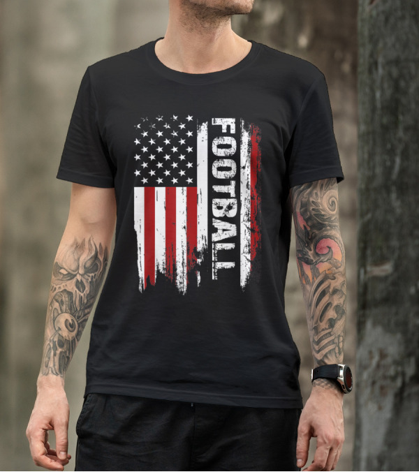 4th July Patriotic American Flag Football T-Shirt