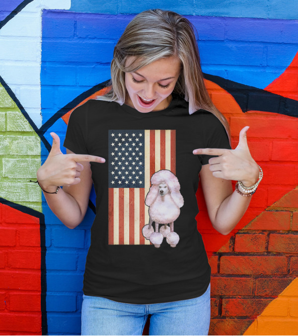 Patriotic USA Flag With Poodle 4th Of July T-Shirt