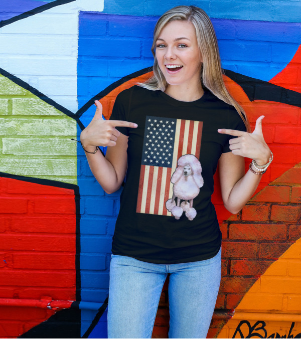 Patriotic USA Flag With Poodle 4th Of July T-Shirt