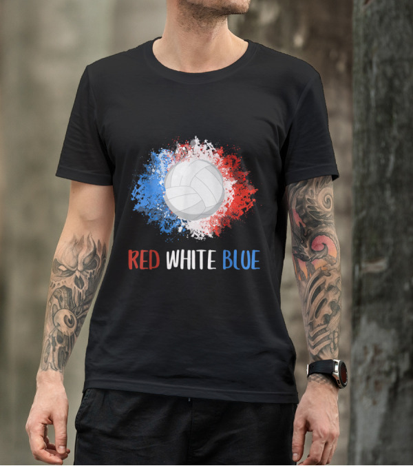 Red White Blue Volleyball Lovers US 4th July T-Shirt