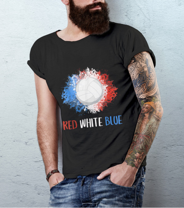 Red White Blue Volleyball Lovers US 4th July T-Shirt