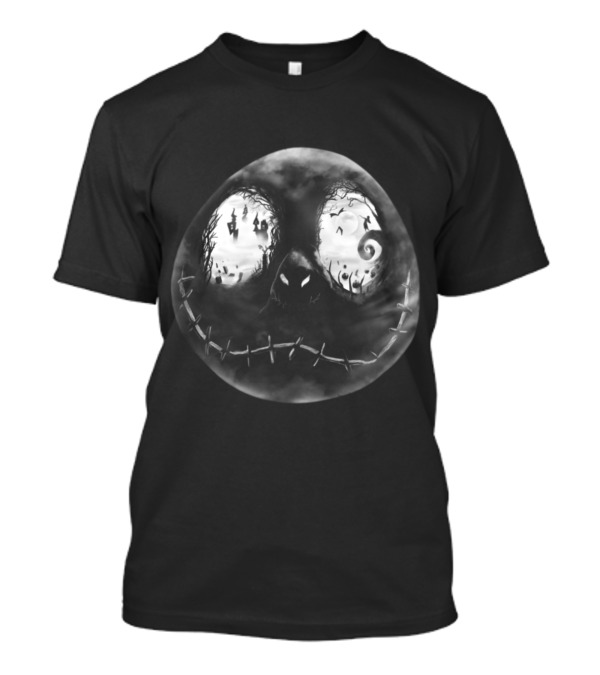 Disney Nightmare Before Christmas Oogie Boogie Silhouette With Spooky Landscape And Spiral Hill T-Shirt