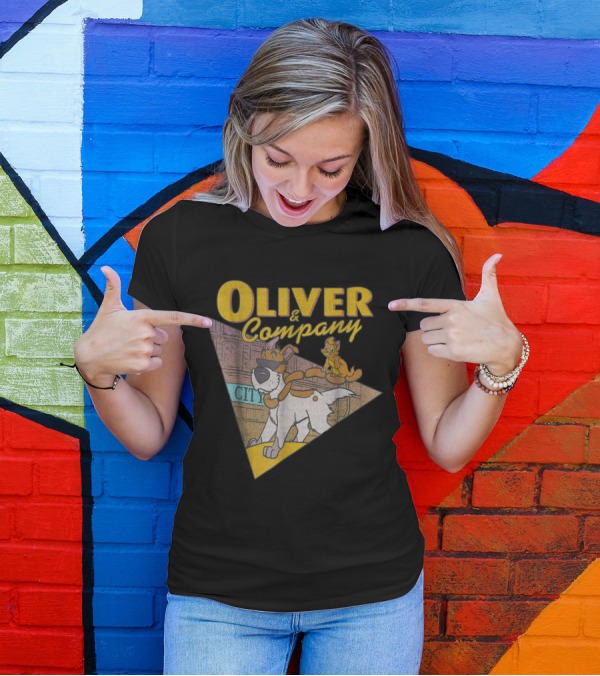 Oliver And Company Cool Dog And Cat City Adventure Vintage Disney T-Shirt