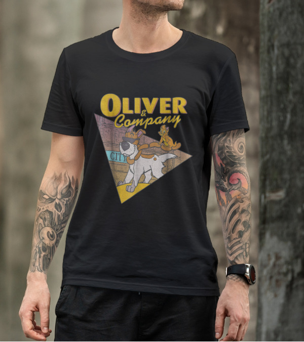 Oliver And Company Cool Dog And Cat City Adventure Vintage Disney T-Shirt