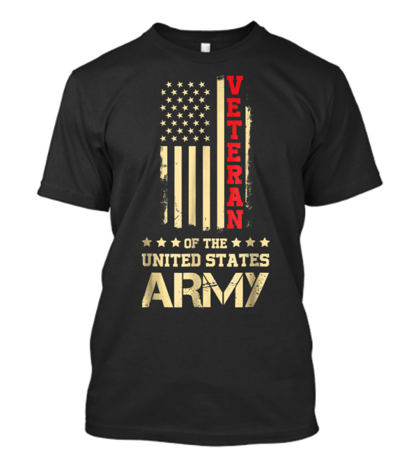 Veteran Of The United States Army Vintage USA Flag Patriotic 4th July T-Shirt