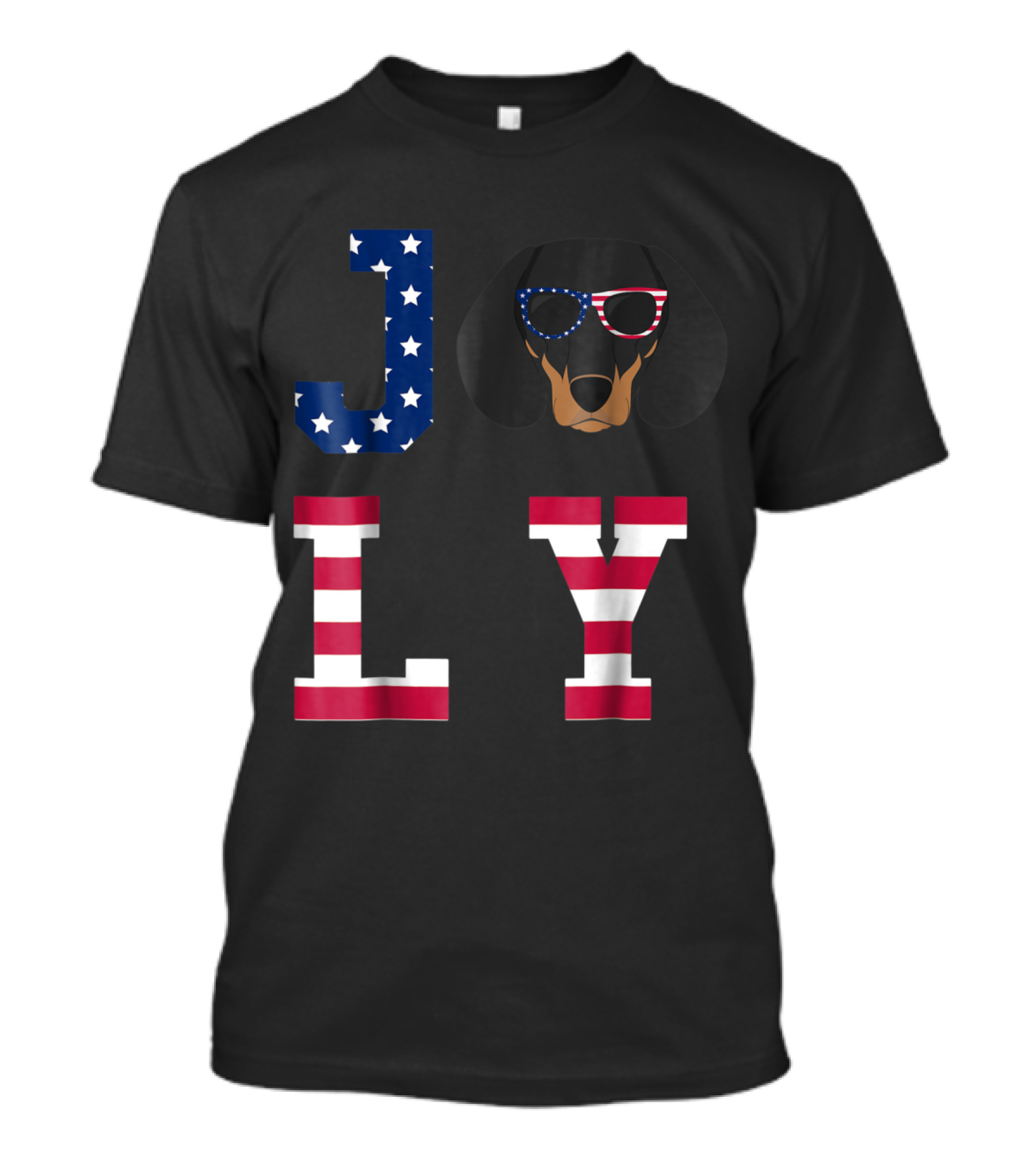 4th Of July JOLY With Dachshund Wearing American Flag Sunglasses T-Shirt