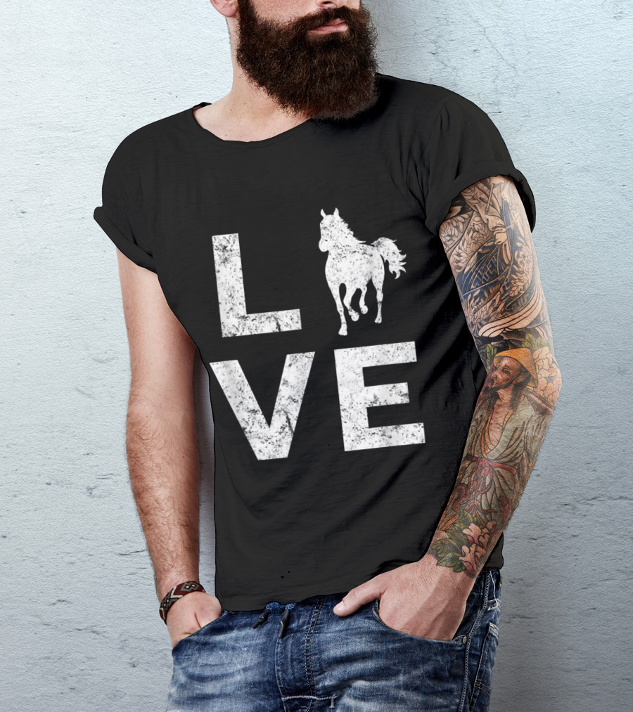 LOVE Horse Lover Heart Vin Equestrian Passion T-Shirt