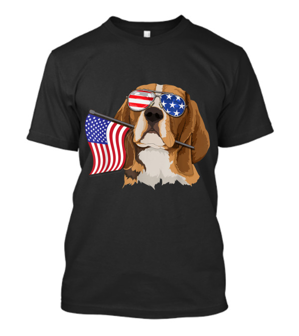 American Flag Beagle Dog With USA Sunglasses Celebrating 4th Of July Love T-Shirt