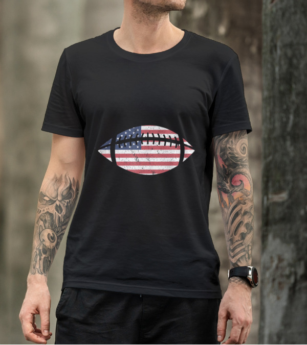 4th Of July American Flag Football Lineman T-Shirt