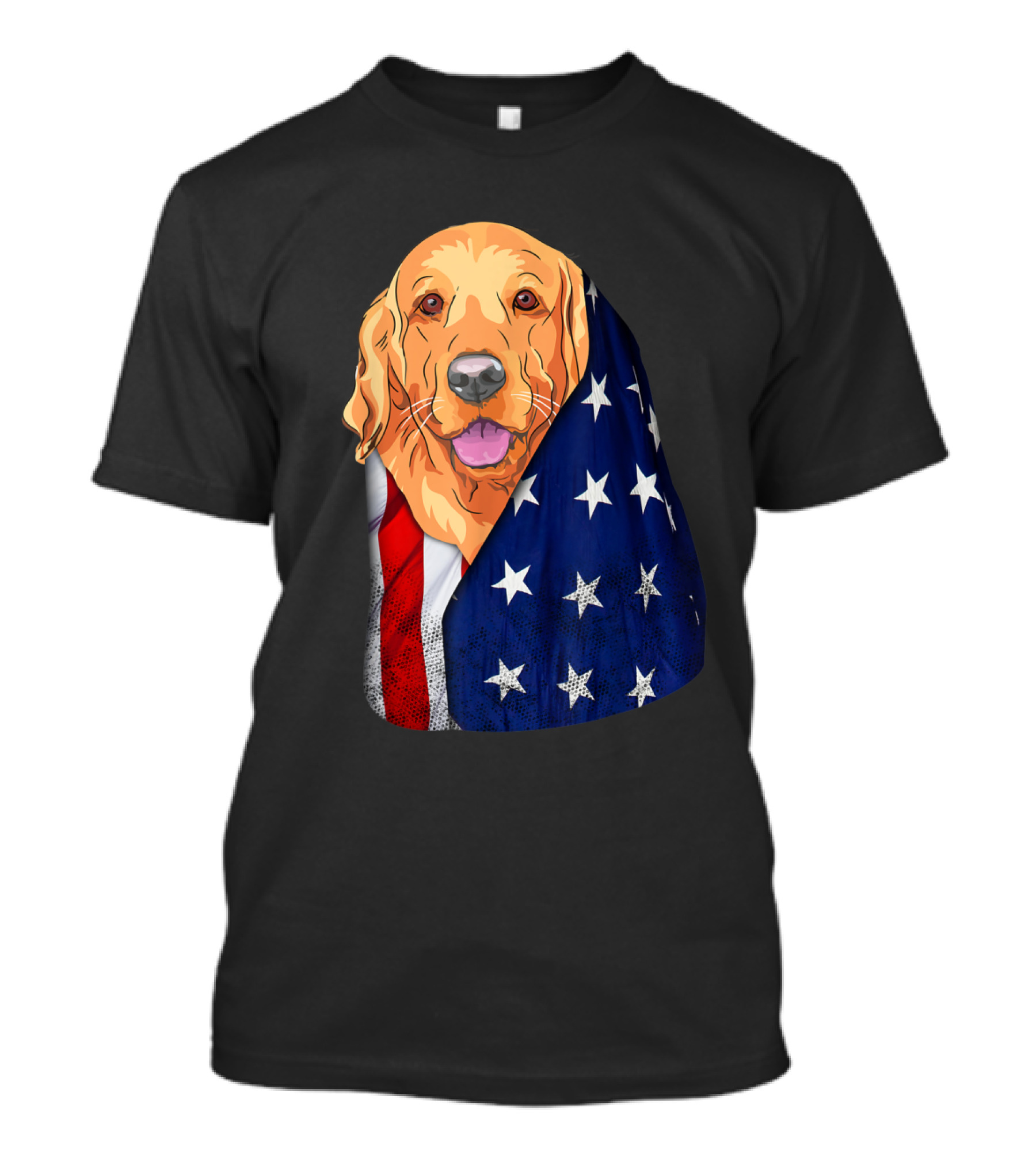 Golden Retriever Wrapped In American Flag For 4th Of July Celebrations T-Shirt