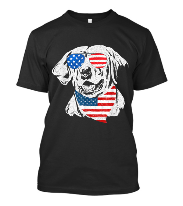 Patriotic Labrador Dog With American Flag Sunglasses And Bandana For 4th Of July Love T-Shirt