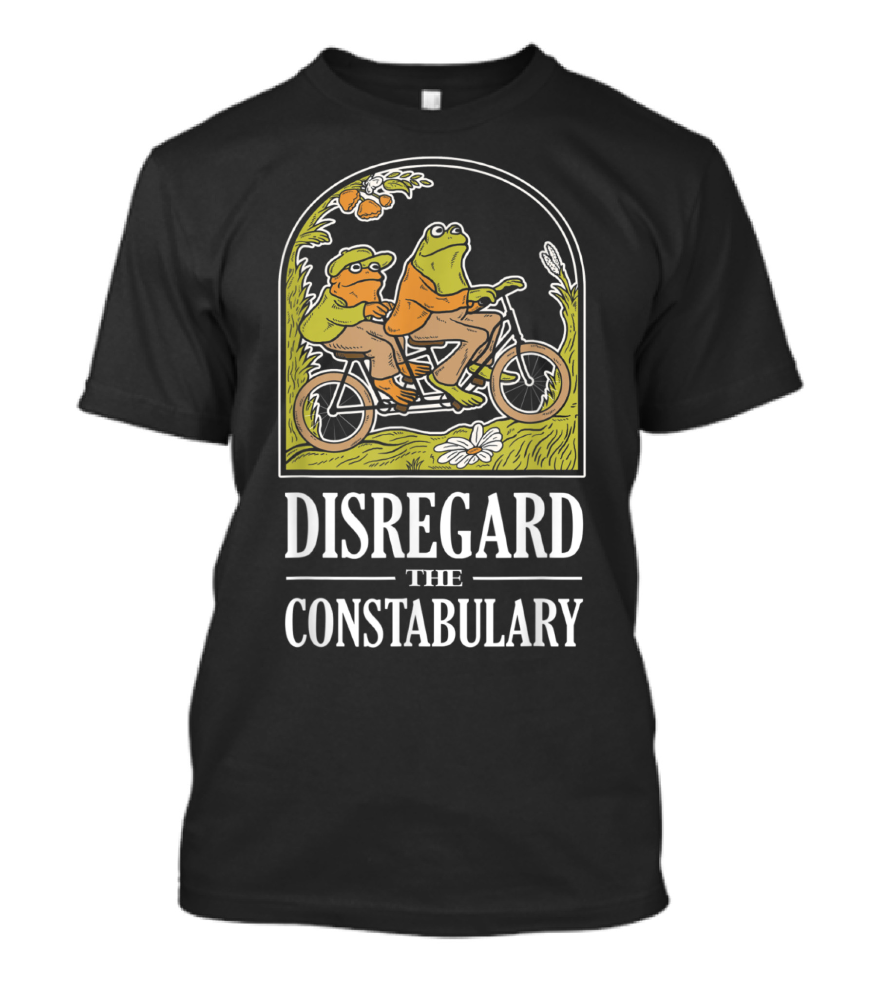 Disregard The Constabulary Frog And Toad Bicycle Duo Retro T-Shirt