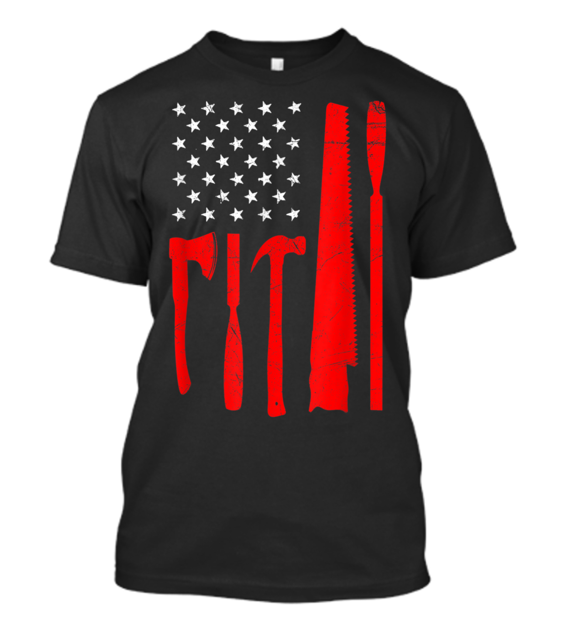 USA Patriotic Stars And Tools Theme For Woodworking Enthusiasts On 4th Of July T-Shirt