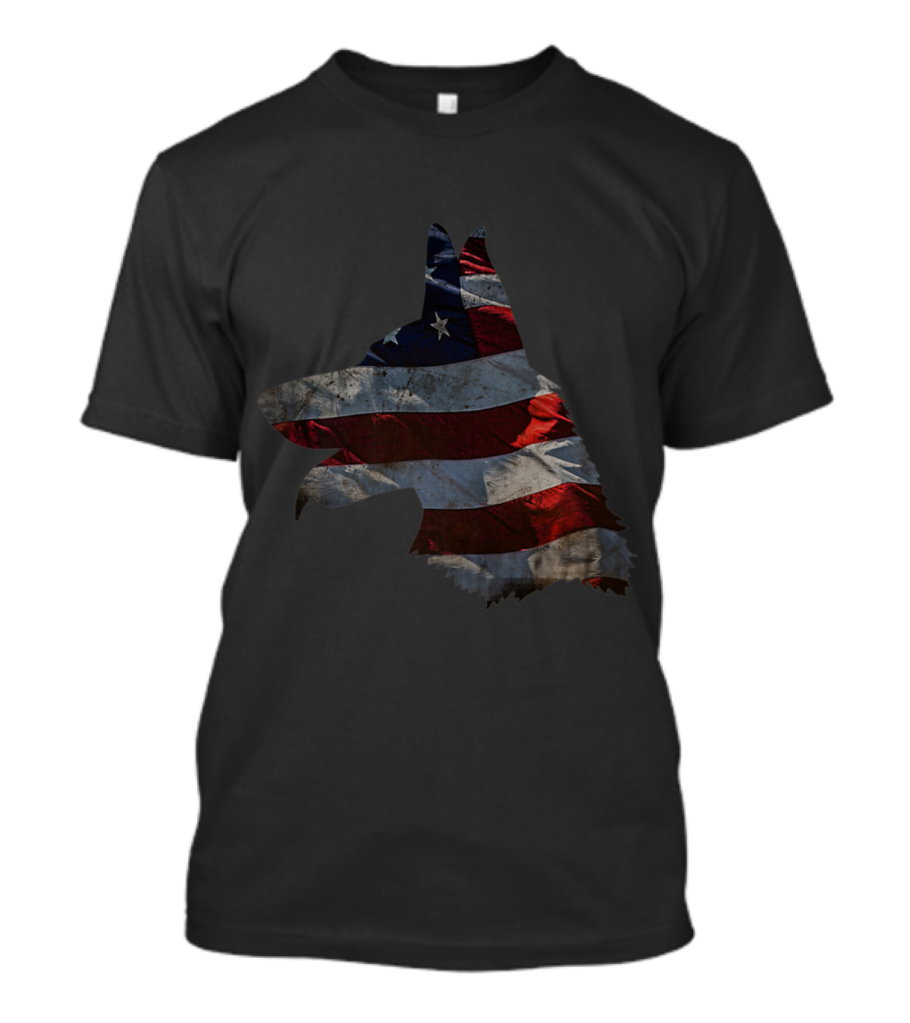 German Shepherd Silhouette American Flag T-Shirt