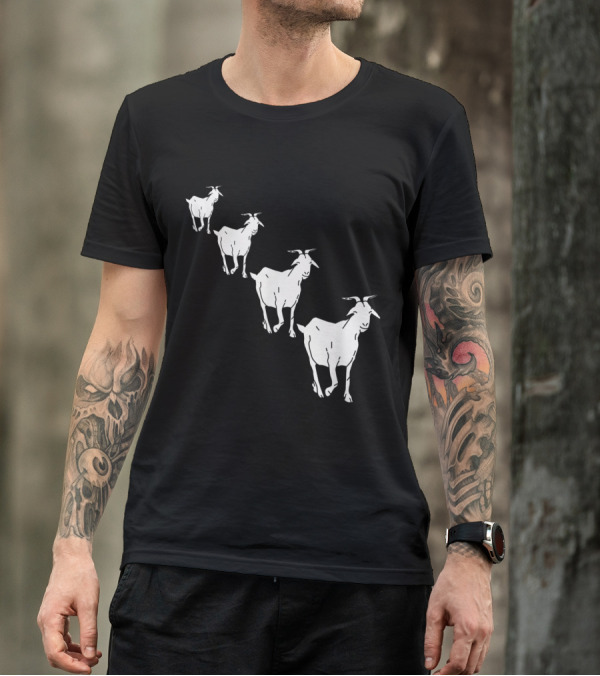Four Funny Goats Running For Goat Parade Iconic Animal Humor T-Shirt