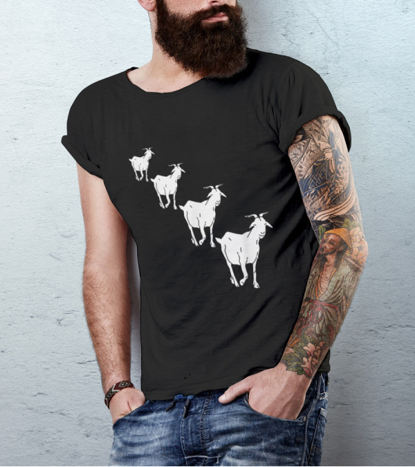 Four Funny Goats Running For Goat Parade Iconic Animal Humor T-Shirt