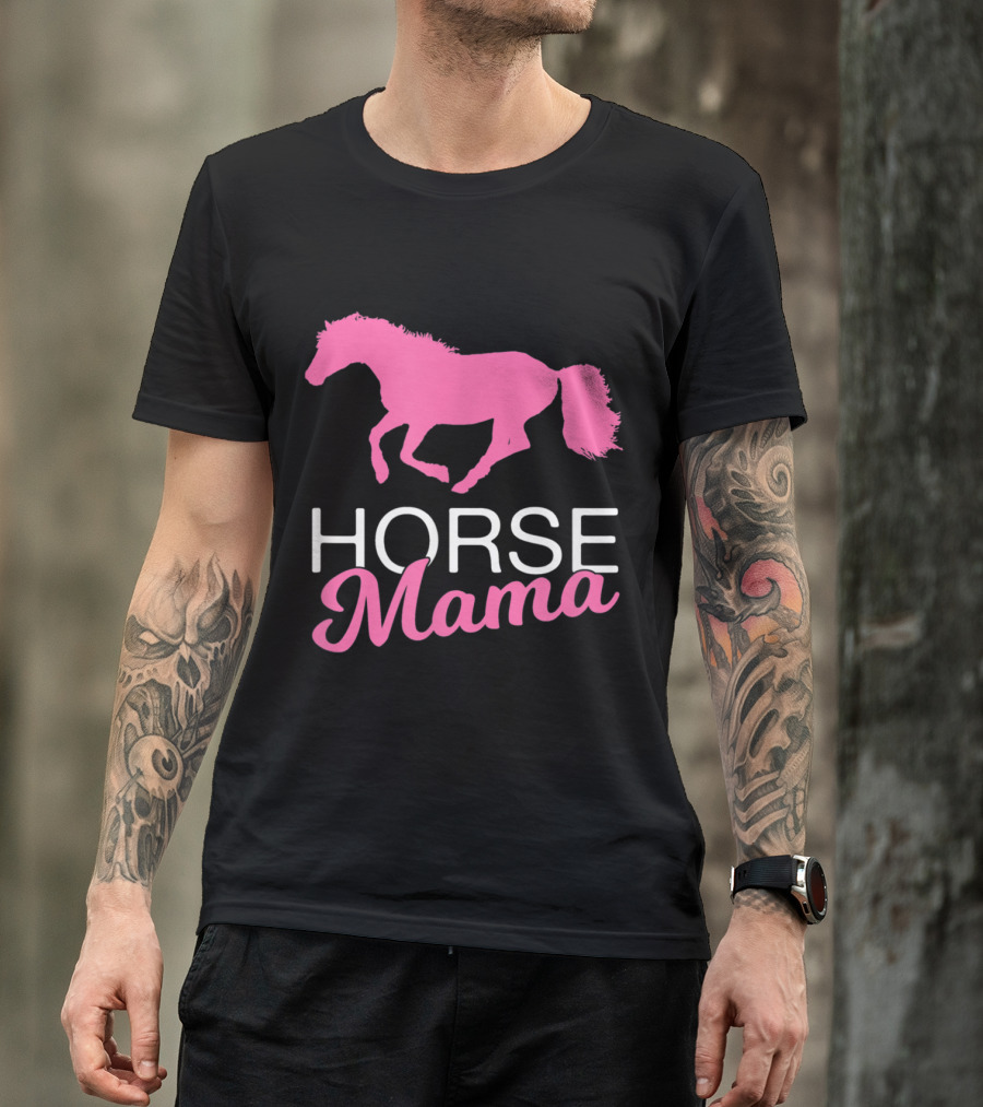 HORSE MAMA Cute Pink Horseback Riding Lover T-Shirt