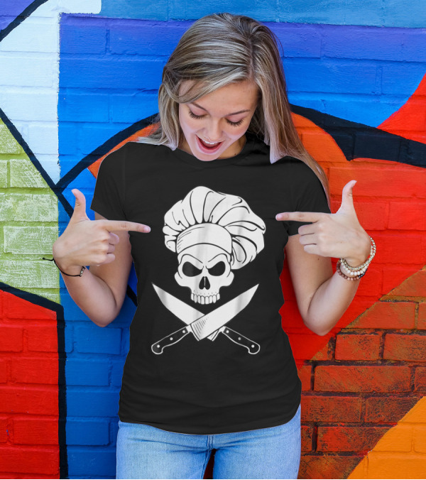 Chef Skull With Crossbones Knives And Chef Hat T-Shirt