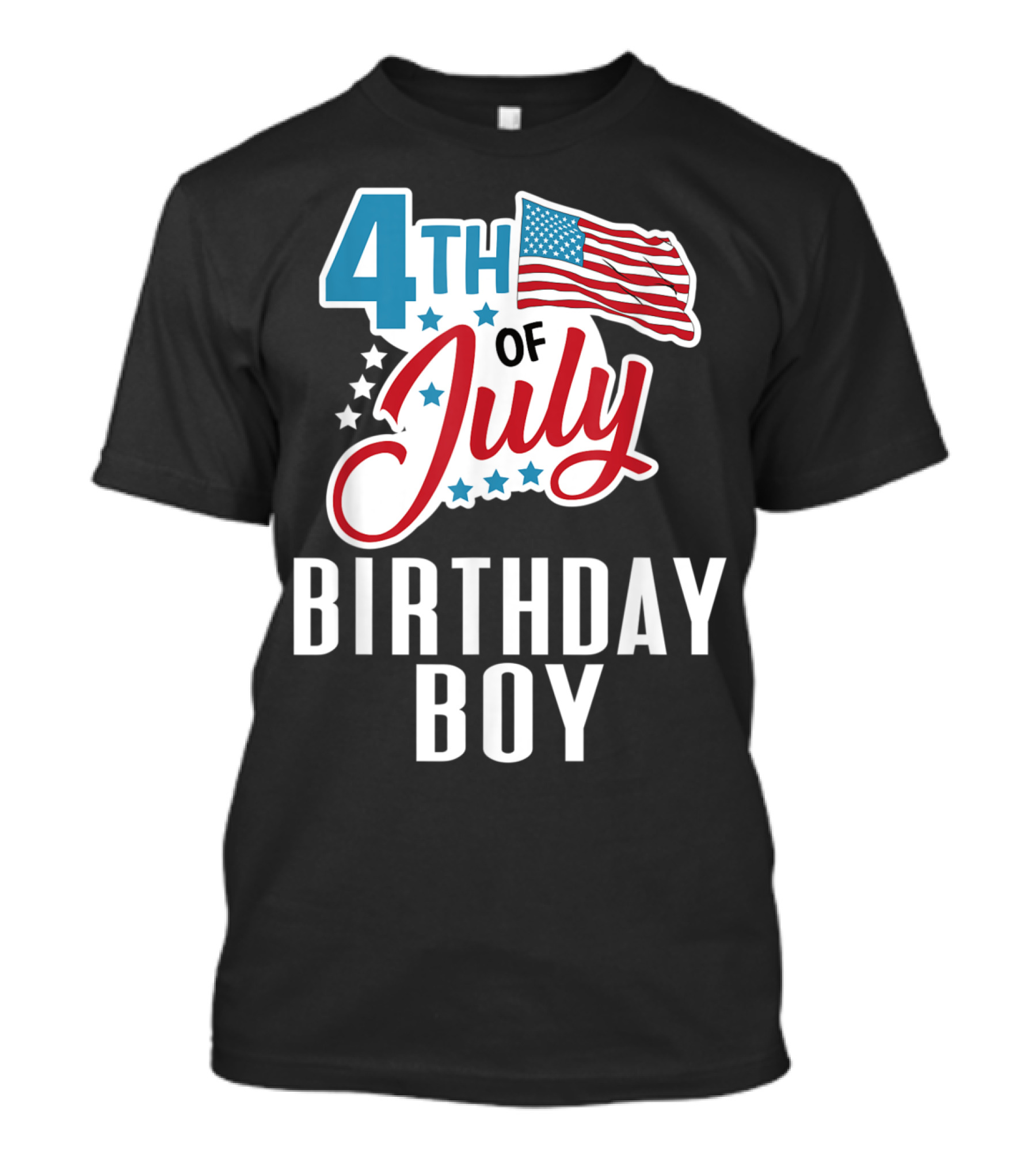 4th Of July Birthday Boy With American Flag And Stars T-Shirt