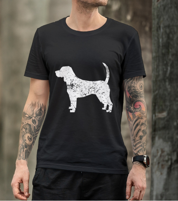 Distressed Beagle Silhouette Dog Profile T-Shirt