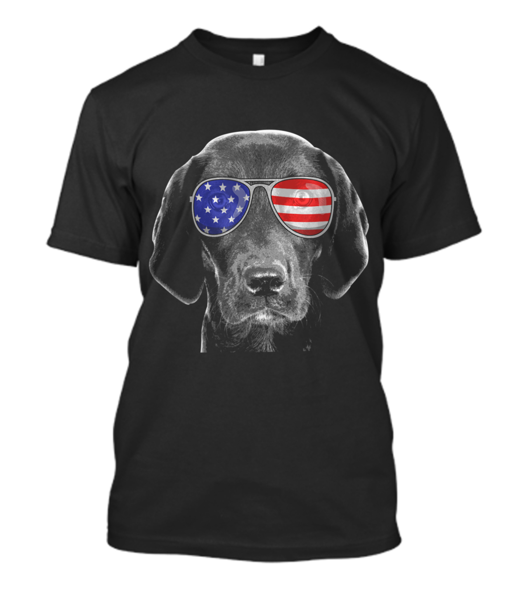 4th Of July Black Lab American Flag Sunglasses T-Shirt