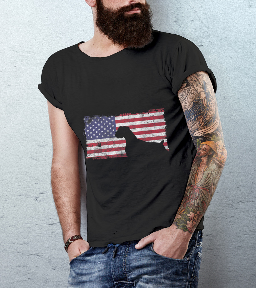 4th Of July American Flag With Boxer Dog T-Shirt