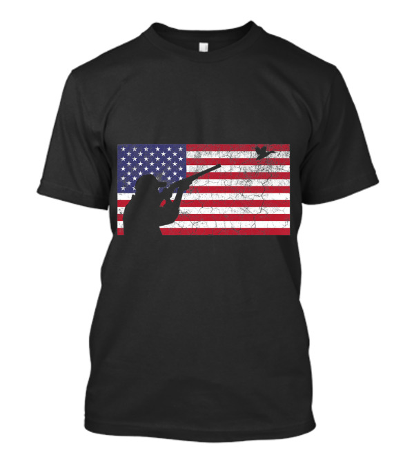 Fourth Of July 4th American Flag With Duck Hunting T-Shirt