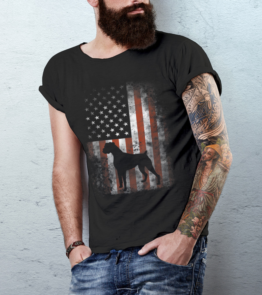 4th Of July American Flag Boxer Dog Patriotic T-Shirt