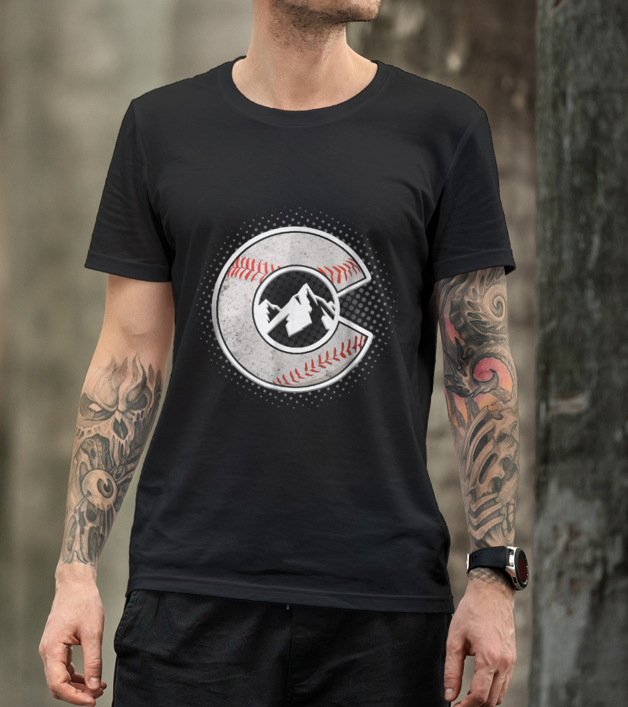 Colorado Baseball Distressed Mountain T-Shirt