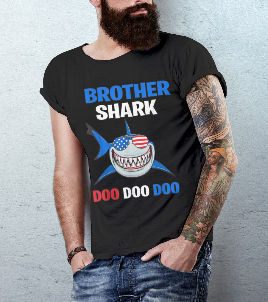 Brother Shark Patriotic Sunglasses Doo Doo Doo 4th Of July T-Shirt