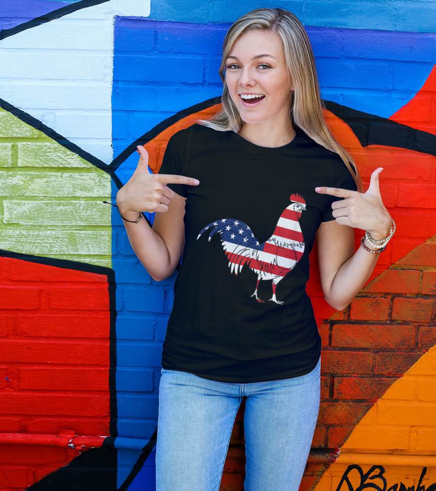 Fourth Of July American Flag Chicken Patriotic Farm Holidays T-Shirt