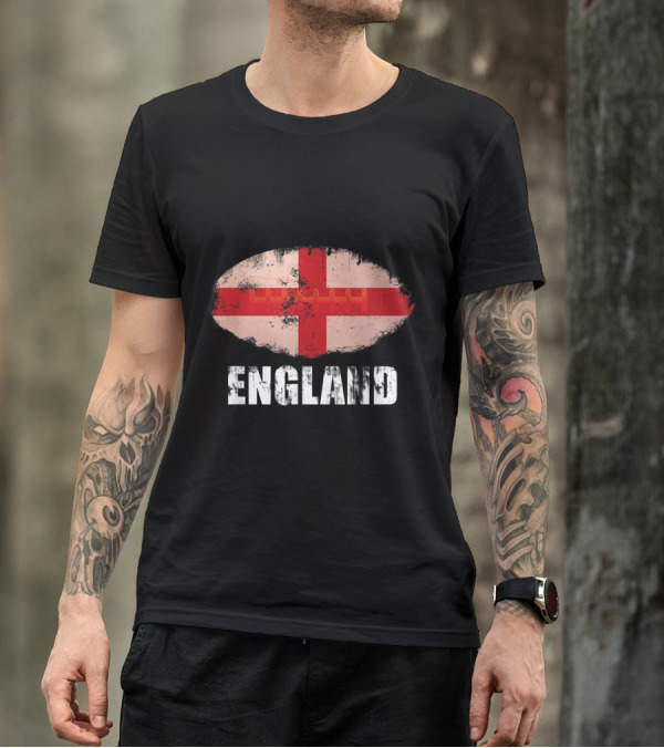England Rugby Distressed Flag Oval Lions T-Shirt