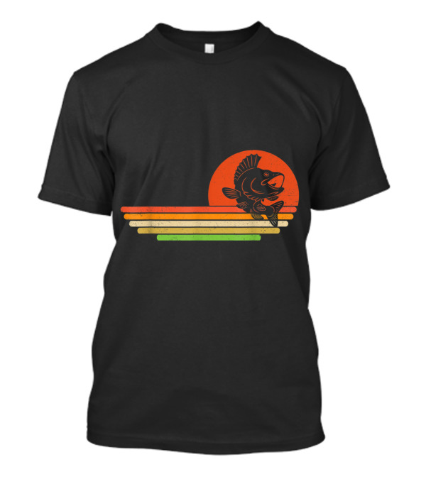 Vintage Distressed Fish Sunburst Retro Stripe T-Shirt
