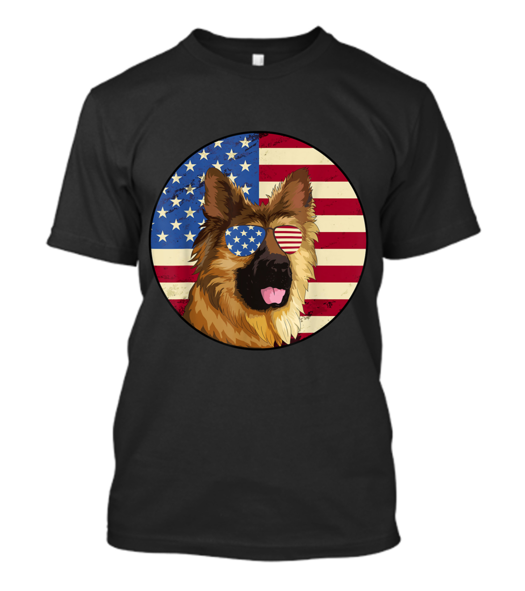 4th Of July Dog American Flag German Shepherd Wearing Patriotic Sunglasses T-Shirt