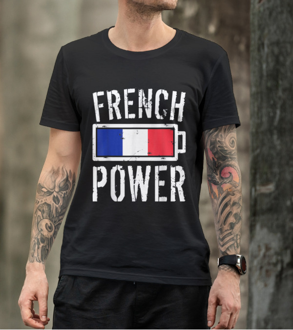 French Power France Flag Battery T-Shirt