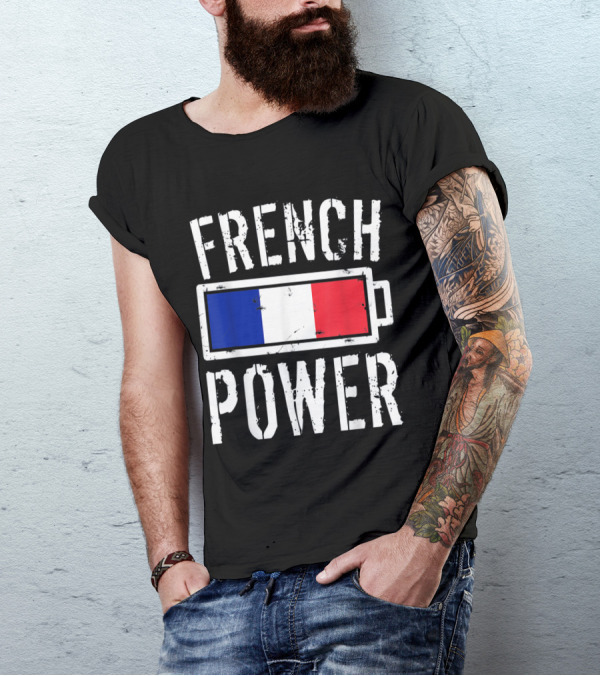 French Power France Flag Battery T-Shirt
