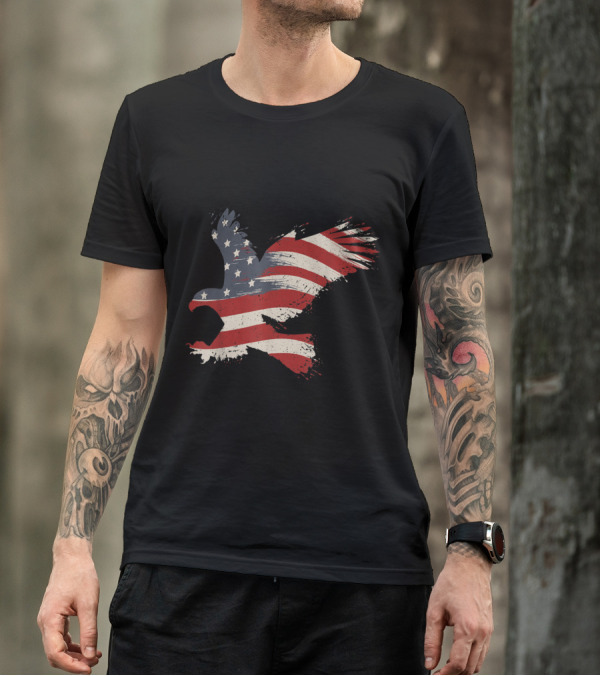 Patriotic 4th Of July Eagle With USA Flag Graphic America T-Shirt