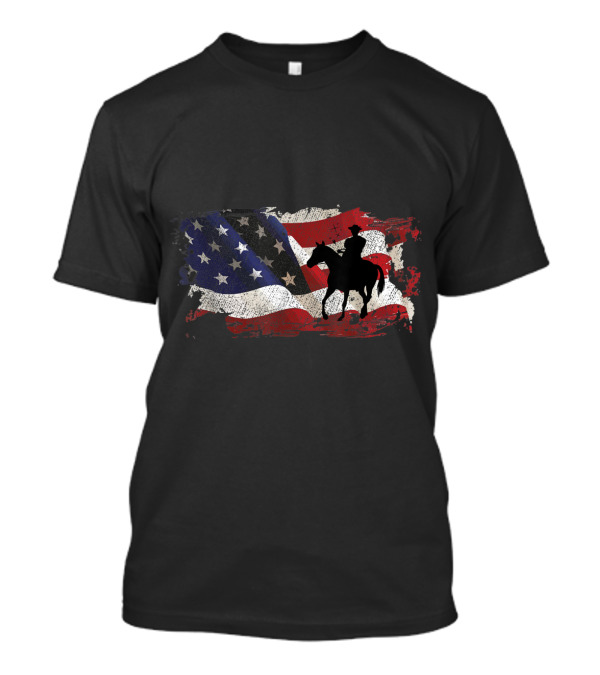 USA Flag Horse Rider Cowboy T-Shirt