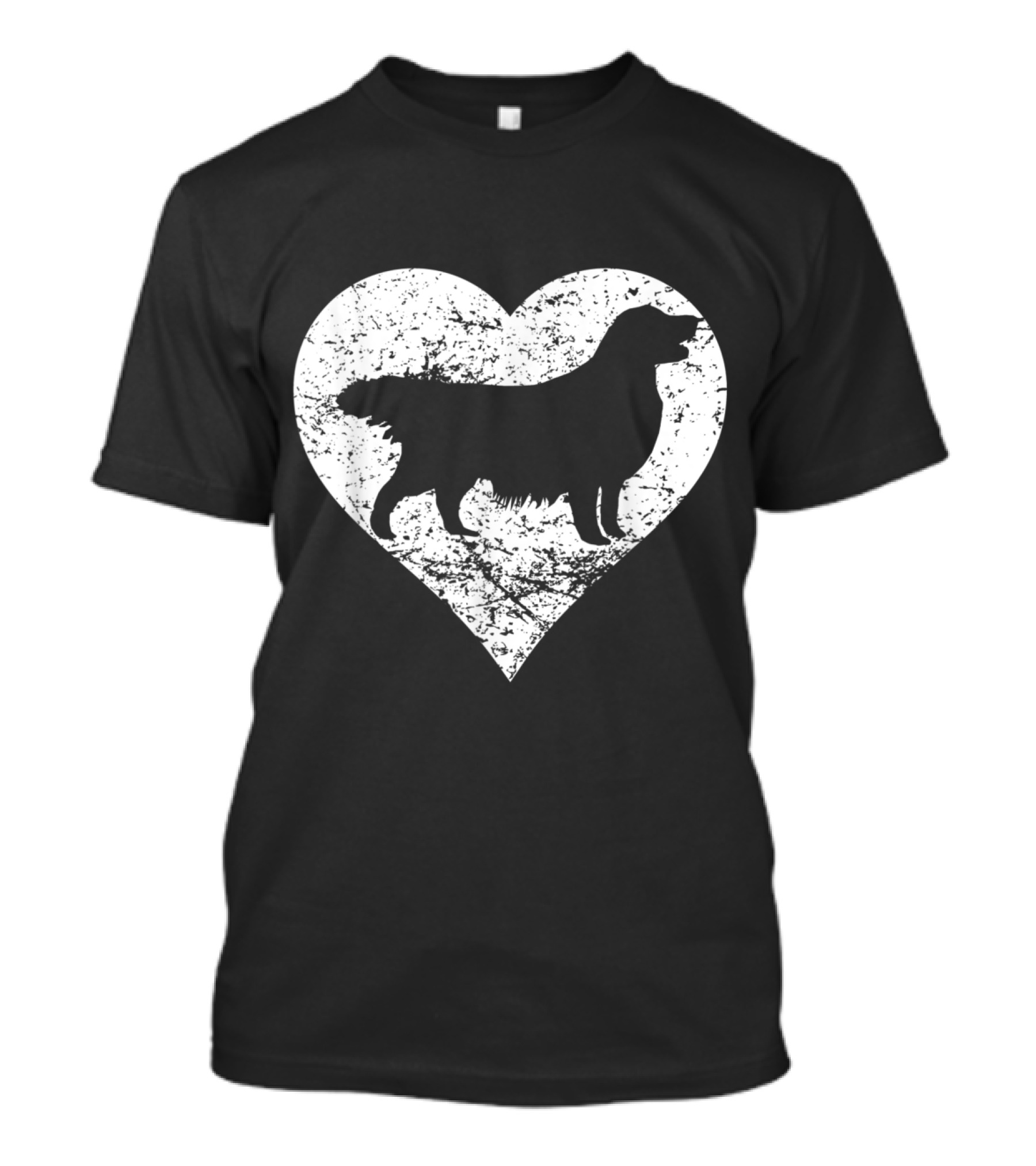 Distressed Golden Retriever Silhouette In Heart Shape Dog Owner Gift T-Shirt