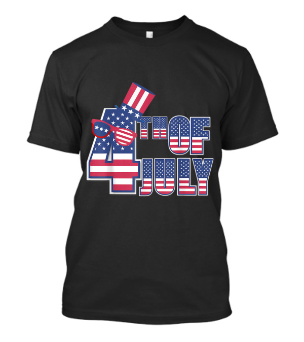4th Of July Independence Day American Flag Hat And Sunglasses T-Shirt