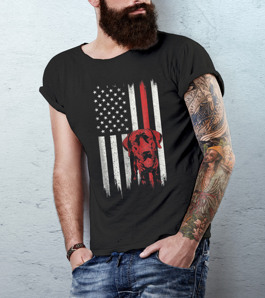 Distressed Labrador Retriever American Flag Wit T-Shirt