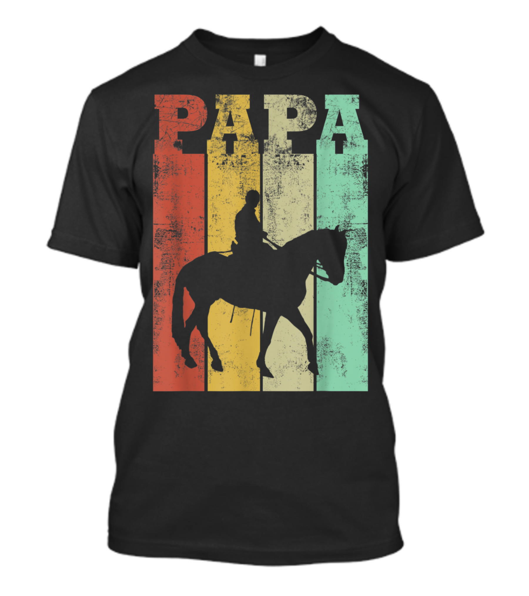 Vintage Retro Horse Riding Silhouette Papa T-Shirt