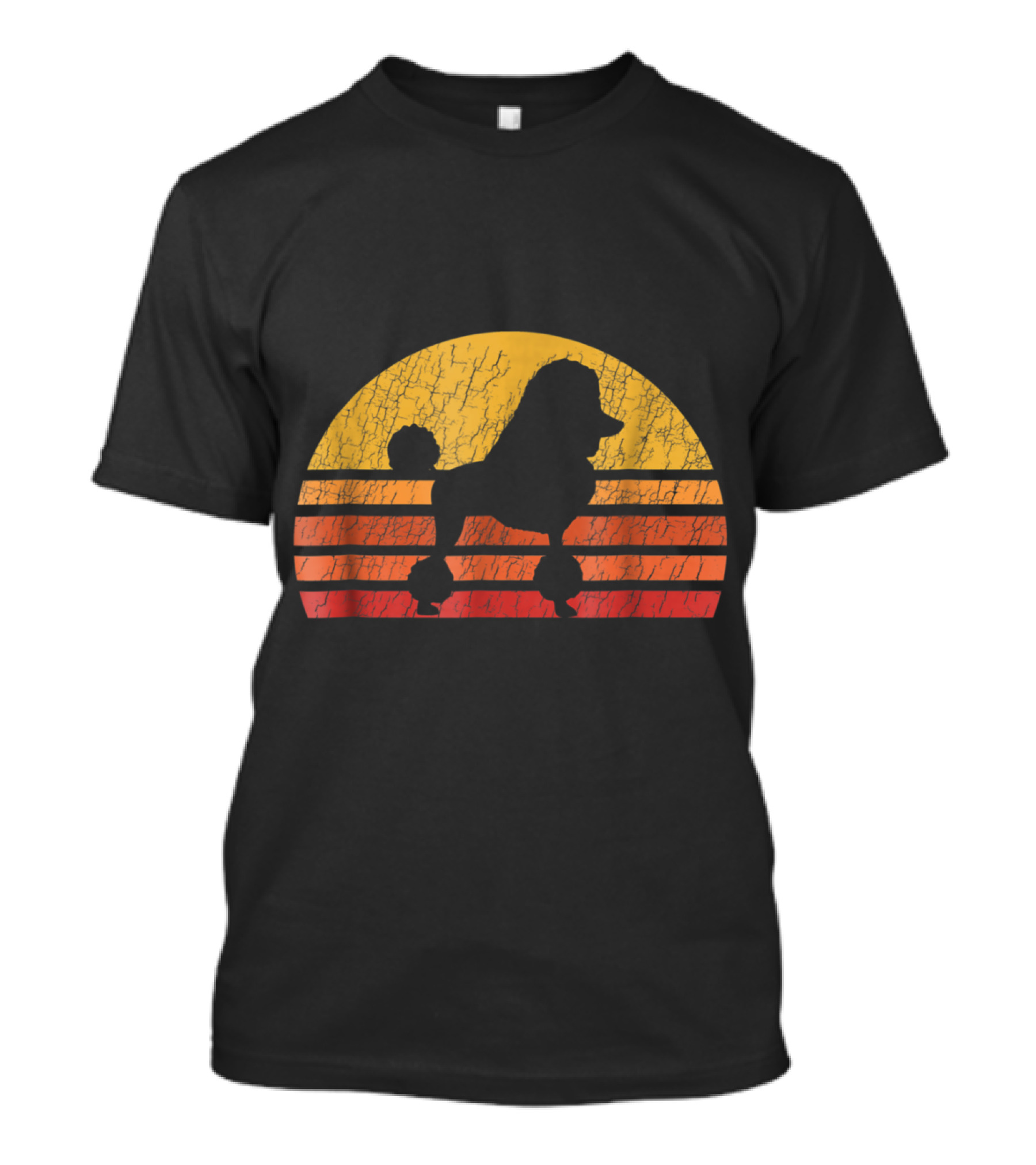 Retro Distressed Sun With Poodle T-Shirt