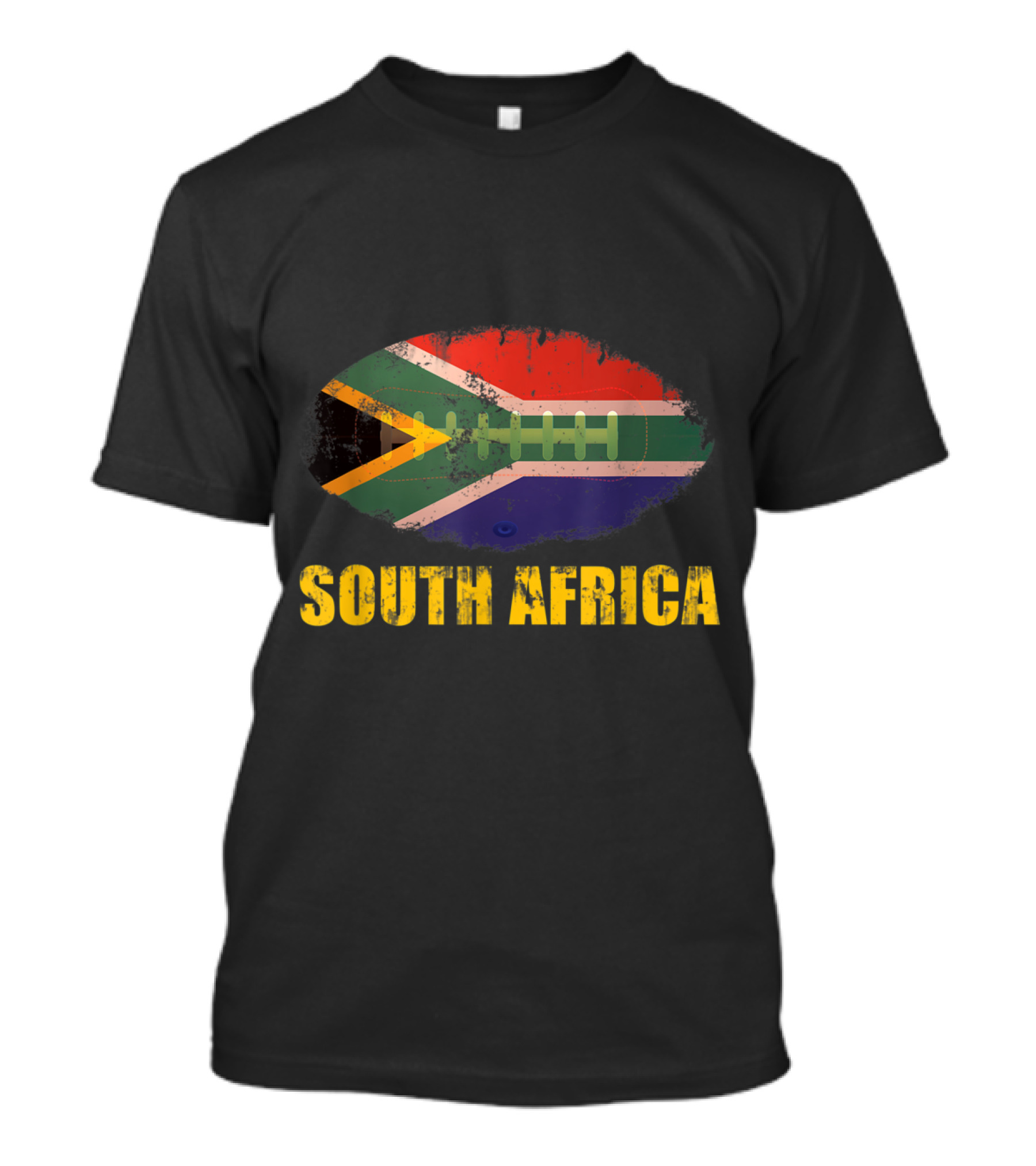 South Africa Rugby Distressed Flag Rugby Ball T-Shirt