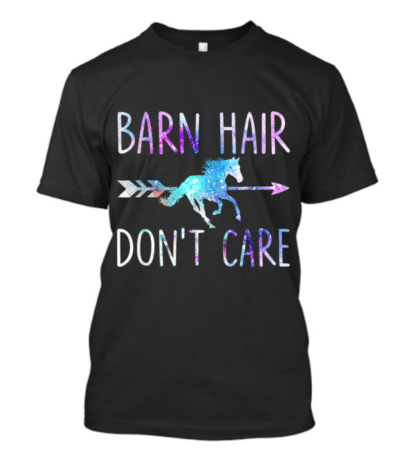 Barn Hair Don't Care Horse Riding Girls Sparkle Arrow Motif T-Shirt