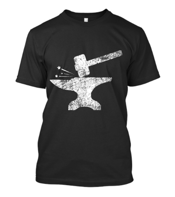 Distressed Vintage Blacksmith Hammer Striking Anvil T-Shirt