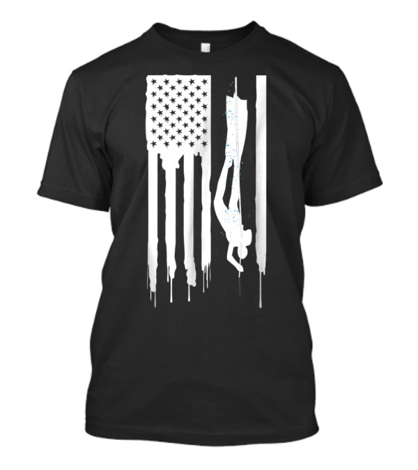 American Flag Diver Scuba Apnea Diving Flag Snorkeling T-Shirt