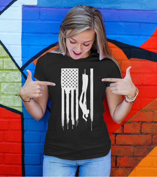 American Flag Diver Scuba Apnea Diving Flag Snorkeling T-Shirt