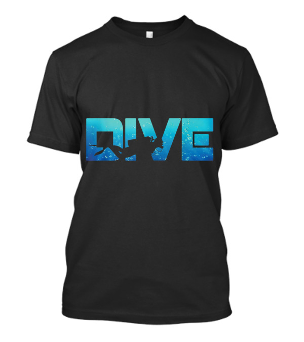 Blue Ocean Dive Scuba Diving Silhouette With Bubbles T-Shirt